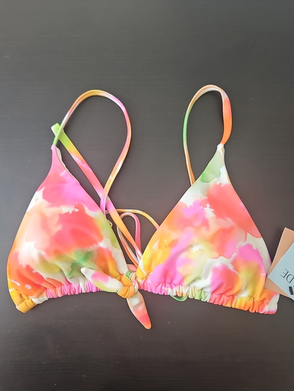 Shade & Shore Triangle Bikini Top in Neon Tie-Dye